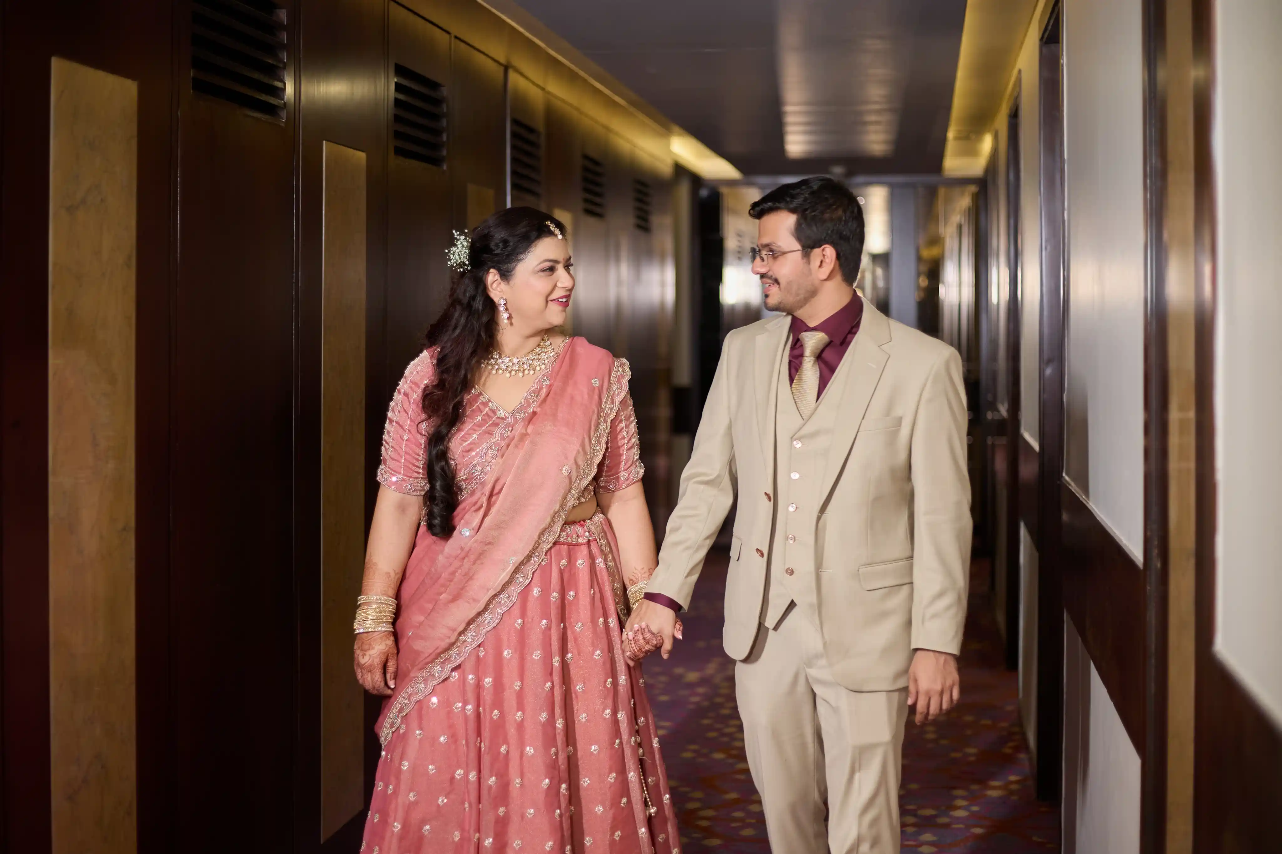 Couple romantic engagement portrait at Hotel Pristine Varanasi by The WeddingShoot